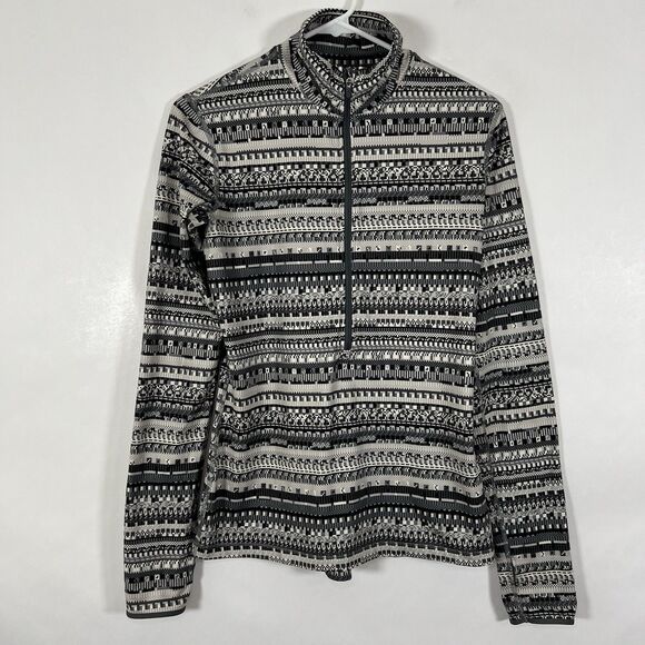 Nike Pro Dri-Fit Half Zip Pullover Jacket Womens Size Medium Gray Geometric - Picture 1 of 13